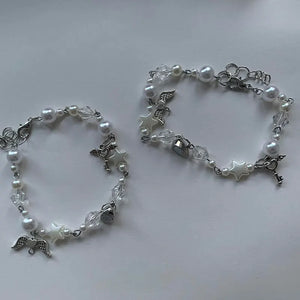 2pcs Beaded Love Coquetting Bracelet, Y2K Copycat Core Bracelet for Sisters