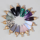 2pcs Natural Stone Reiki Pendants for DIY Jewelry Making