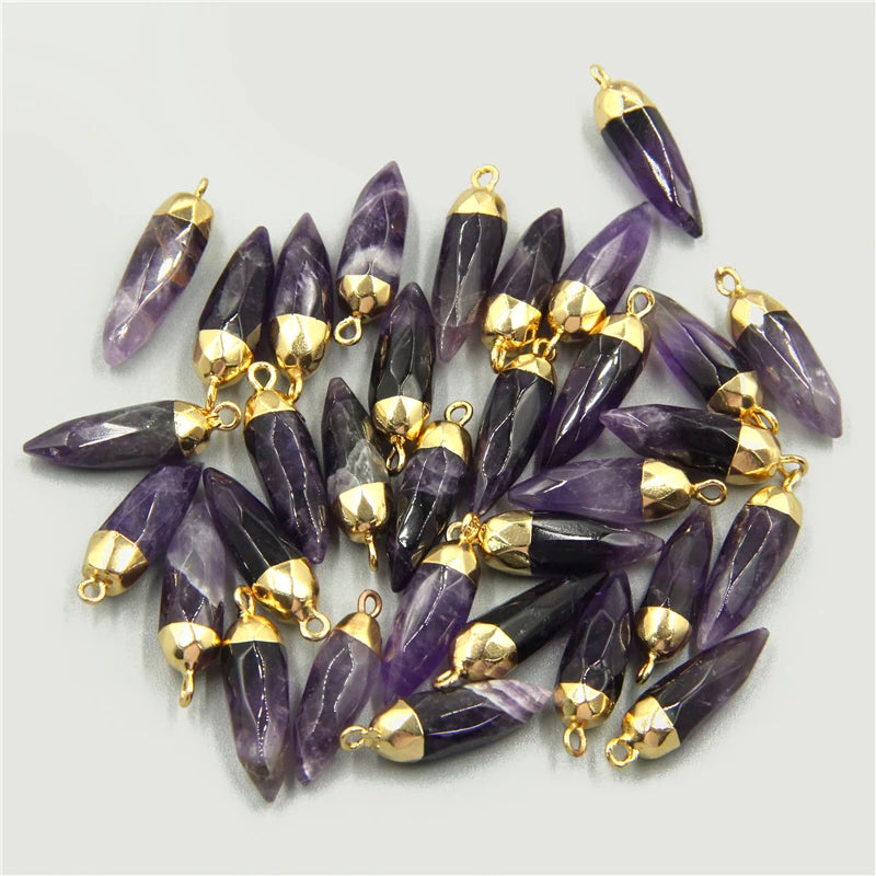 2pcs Natural Stone Reiki Pendants for DIY Jewelry Making