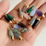2pcs Natural Stone Reiki Pendants for DIY Jewelry Making