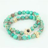 Natural Regalite Round Stone Beads Hamsa Hand Men Bracelet