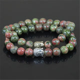 Natural Unakite Stone Buddha Head Stretch Bracelet