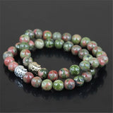 Natural Unakite Stone Buddha Head Stretch Bracelet