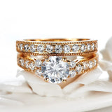 2pcs CZ Wedding Engagement Ring Sets Women Metal Ring R168