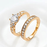 2pcs CZ Wedding Engagement Ring Sets Women Metal Ring R168
