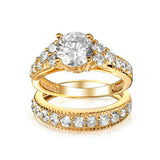 2pcs CZ Wedding Engagement Ring Sets Women Metal Ring R168