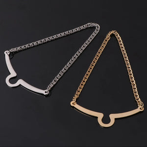 2pcs Tie Chain Silver Bowtie Suit Shirt Jewelry
