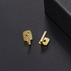 2pcs Iced CapsTeeth Grillz Cubic Zircon Micro Pave Top & Bottom Grills