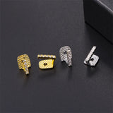 2pcs Iced CapsTeeth Grillz Cubic Zircon Micro Pave Top & Bottom Grills