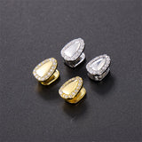 2pcs Iced CapsTeeth Grillz Plated CZ Micro Pave Top & Bottom Grills