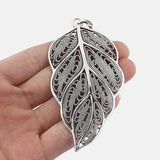 2pcs Large Hollow Filigree Leaves Charms Leaf Pendants DIY Necklace Jewelry