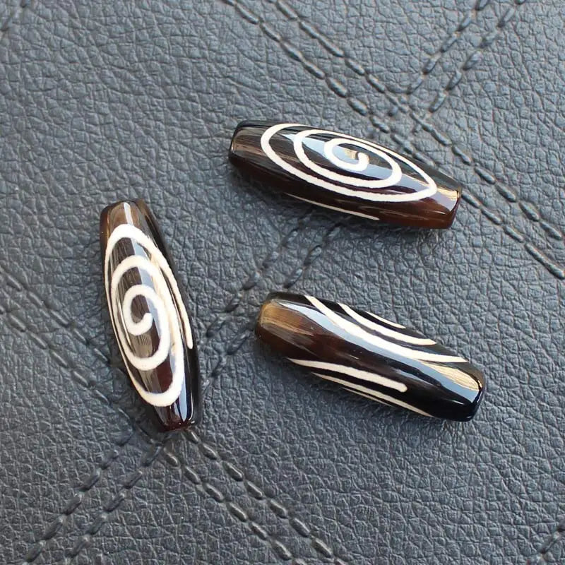 2pcs Tibetan Dzi Agates Oval Beads 27-30mm Large Variety of Patterns