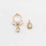 2pcs 13*24mm Rhinestone Pendants Earring Decor Metal Bow DIY Jewelry