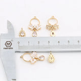 2pcs 13*24mm Rhinestone Pendants Earring Decor Metal Bow DIY Jewelry