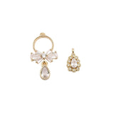 2pcs 13*24mm Rhinestone Pendants Earring Decor Metal Bow DIY Jewelry