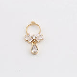 2pcs 13*24mm Rhinestone Pendants Earring Decor Metal Bow DIY Jewelry