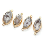 2pcs Natural Semi-precious Random Cut Pendant Gilt Edged Necklace Bracelet Parts