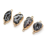2pcs Natural Semi-precious Random Cut Pendant Gilt Edged Necklace Bracelet Parts