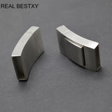 2pcs 18.5*4mm Stainless Steel Wide Clasps for Leather Bracelets