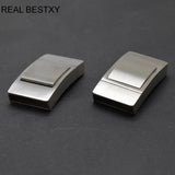 2pcs 18.5*4mm Stainless Steel Wide Clasps for Leather Bracelets