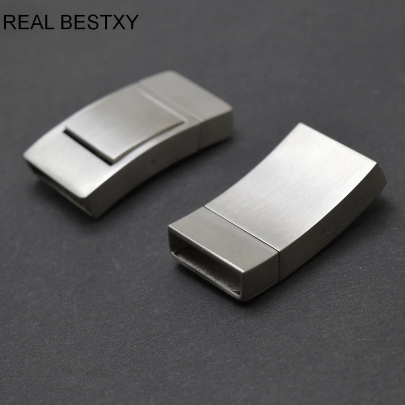 2pcs 18.5*4mm Stainless Steel Wide Clasps for Leather Bracelets