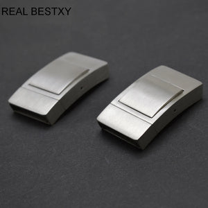 2pcs 18.5*4mm Stainless Steel Wide Clasps for Leather Bracelets