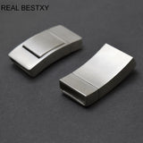2pcs 18.5*4mm Stainless Steel Wide Clasps for Leather Bracelets