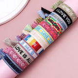 Love Embroidery Wrist Band Bracelet Couple Rope Bracelet 2pcs