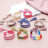 Love Embroidery Wrist Band Bracelet Couple Rope Bracelet 2pcs