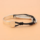 2pcs/Lot Retro Alloy Beaded Bracelet Men Women Jewelry Gift Tibetan Silver