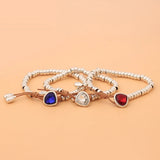 2pcs/Lot Retro Alloy Beaded Bracelet Men Women Jewelry Gift Tibetan Silver