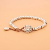 2pcs/Lot Retro Alloy Beaded Bracelet Men Women Jewelry Gift Tibetan Silver