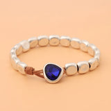 2pcs/Lot Retro Alloy Beaded Bracelet Men Women Jewelry Gift Tibetan Silver
