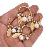 2pcs Stainless Steel Tassel Foliage Boho Charm DIY Earring Connectors