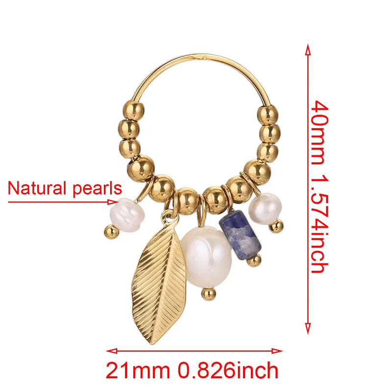 2pcs Stainless Steel Tassel Foliage Boho Charm DIY Earring Connectors