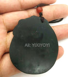 Natural Green Stone Jade Carved Dragon Lucky Amulet Pendant Necklace