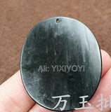 Natural Green Stone Jade Chinese Coin Dragon Lucky Pendant Necklace