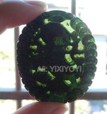 Natural Green Stone Jade Chinese Coin Dragon Lucky Pendant Necklace