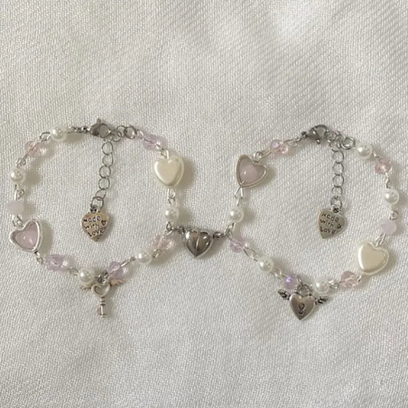 2pcs Love Beaded Bracelet Y2K as Gift for Couples, Sisters - Counterfeit Core