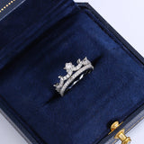 2pcs Crown Ladies Wedding Ring Cubic Zirconia 925 Sterling Silver Ring