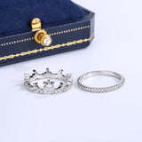 2pcs Crown Ladies Wedding Ring Cubic Zirconia 925 Sterling Silver Ring