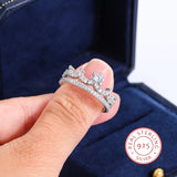 2pcs Crown Ladies Wedding Ring Cubic Zirconia 925 Sterling Silver Ring
