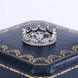 2pcs Crown Ladies Wedding Ring Cubic Zirconia 925 Sterling Silver Ring