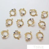 2pcs 18K Real DIY Zircon Spot Drill Round Pendant