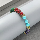 2pcs Man Stone Bracelets 7 Chakras Bangels 8mm Beaded Bracelet