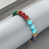 2pcs Man Stone Bracelets 7 Chakras Bangels 8mm Beaded Bracelet