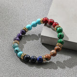 2pcs Man Stone Bracelets 7 Chakras Bangels 8mm Beaded Bracelet