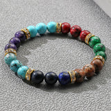 2pcs Man Stone Bracelets 7 Chakras Bangels 8mm Beaded Bracelet