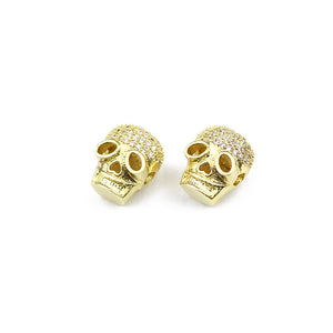 2pcs Skull CZ Copper Ball Charm Spacers for Jewelry Making