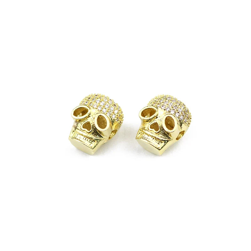 2pcs Skull CZ Copper Ball Charm Spacers for Jewelry Making